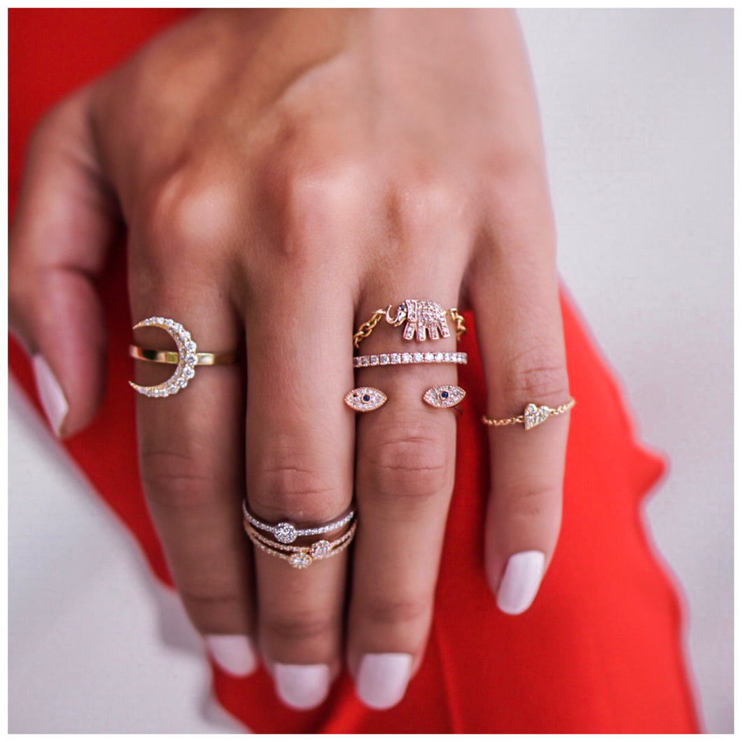 Double Evil Eye Diamond and Sapphire Ring